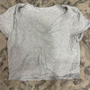 Gray V-Neck Women's Top